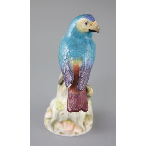 87 - A Meissen model of a parrot seated on a tree stump, late 19th century, its head turned to Dexter, un... 