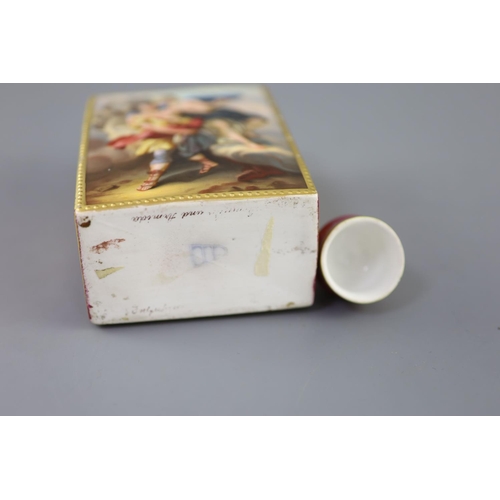 89 - A Vienna style porcelain tea caddy, of rectangular form, painted with panels of classical figures by... 