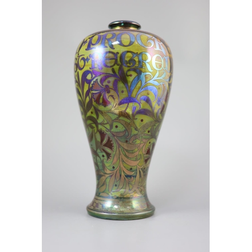 93 - William S. Mycock for Pilkingtons Royal Lancastrian. A lustreware baluster vase, the shoulder inscri... 