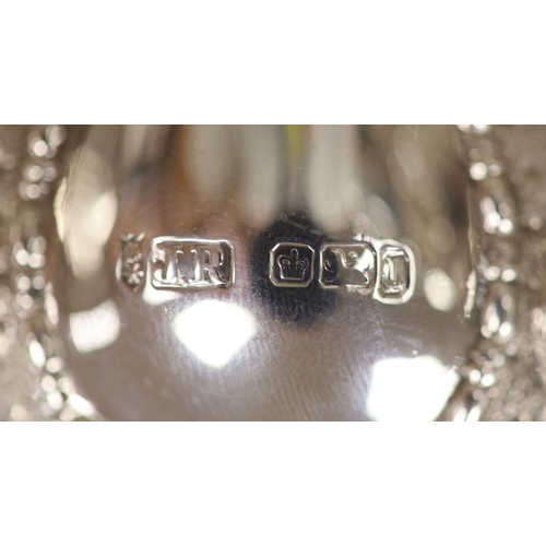 1713 - An Edwardian embossed silver fruit basket, Joseph Rodgers & Sons, Sheffield, 1903, 28cm, 19oz.CONDIT... 