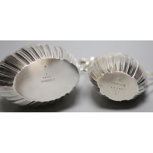 1716 - A late Victorian embossed silver sugar bowl and cream jug, James Dixon & Sons, Sheffield, 1896/7, 17... 