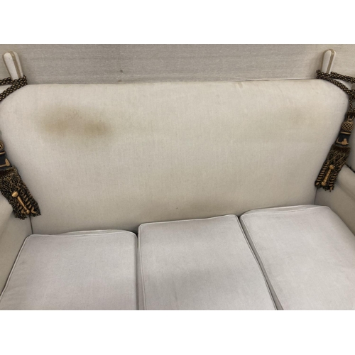 19 - An upholstered Knowle settee, length 184cm, depth 80cm, height 104cm