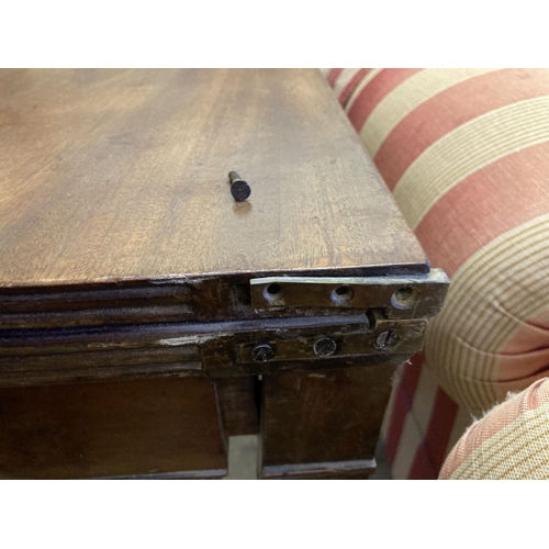24 - A Regency D shape mahogany folding tea table, width 93cm, depth 45cm, height 74cm
