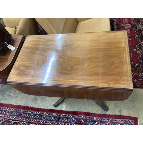 30 - A George IV satinwood banded mahogany Pembroke breakfast table, width 90cm, depth 51cm, height 72cm... 
