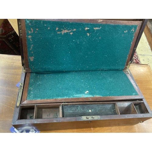 32 - A George III mahogany writing slope, width 50cm, depth 25cm, height 19cm