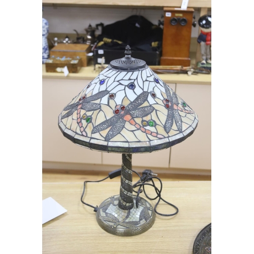 427 - A Tiffany style dragonfly pattern table lamp, height 58cm