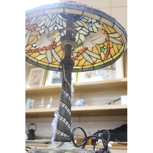 427 - A Tiffany style dragonfly pattern table lamp, height 58cm