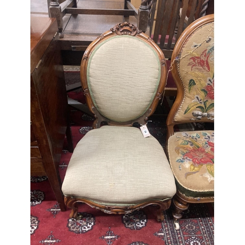45 - Two Victorian upholstered spoonback nursing chairs
