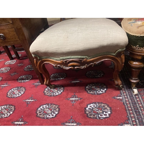45 - Two Victorian upholstered spoonback nursing chairs