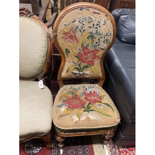 45 - Two Victorian upholstered spoonback nursing chairs