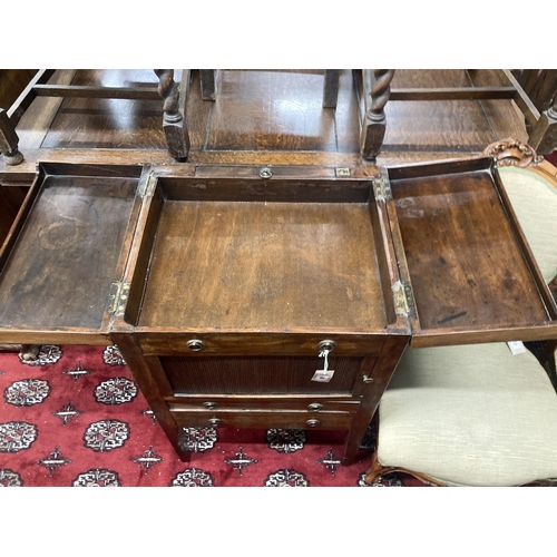 46 - A George III mahogany tambour front enclosed washstand, width 53cm, depth 45cm, height 87cm... 