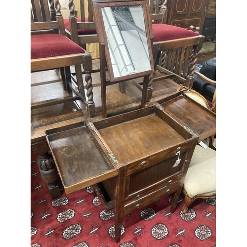 46 - A George III mahogany tambour front enclosed washstand, width 53cm, depth 45cm, height 87cm... 