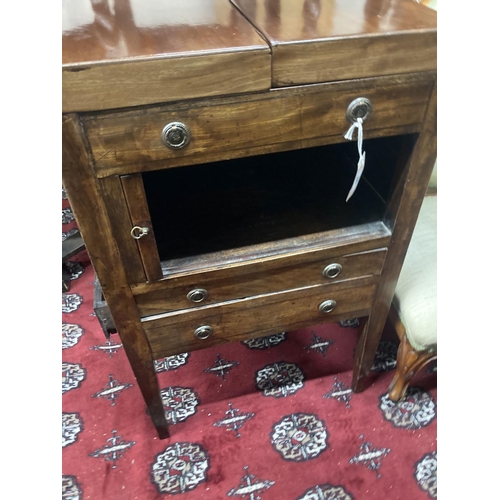 46 - A George III mahogany tambour front enclosed washstand, width 53cm, depth 45cm, height 87cm... 