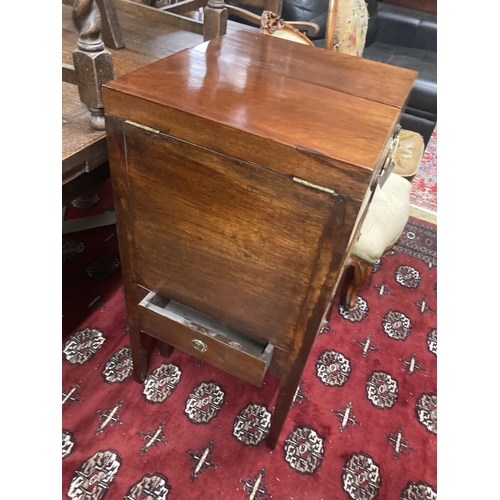 46 - A George III mahogany tambour front enclosed washstand, width 53cm, depth 45cm, height 87cm... 