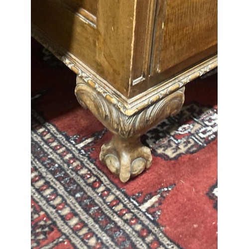 48 - An early 20th century mahogany pedestal desk, length 152cm, depth 84cm, height 78cm