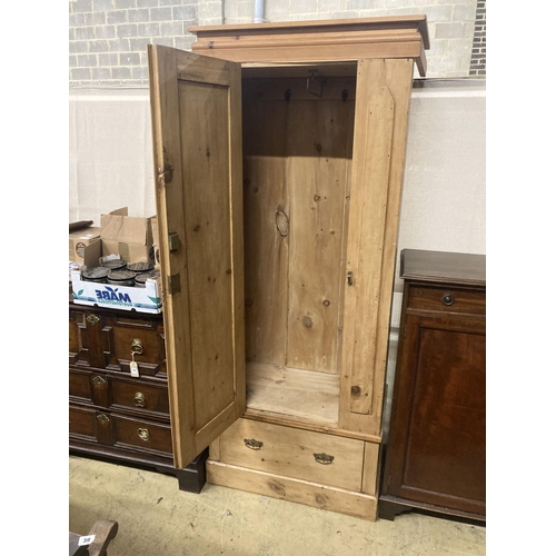5 - A Victorian pine single door wardrobe, width 79cm, depth 42cm, height 193cm