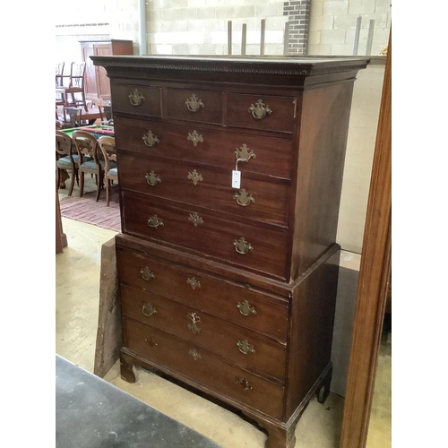 1 - A George III mahogany chest on chest, width 103cm, depth 55cm, height 179cm