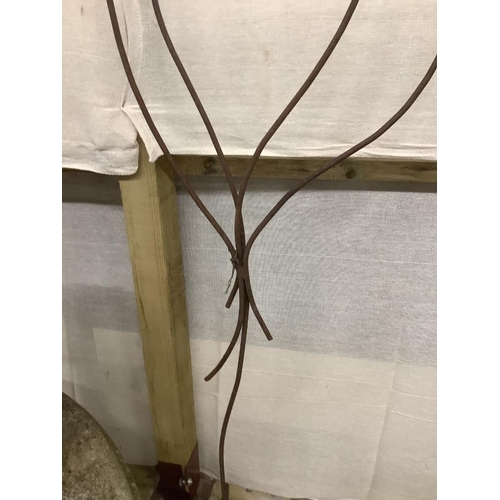 13 - Two wrought iron garden growing frames, larger 230cm high