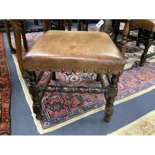 158 - Set of four Carolean design oak dining chairs together with a carved oak side chair