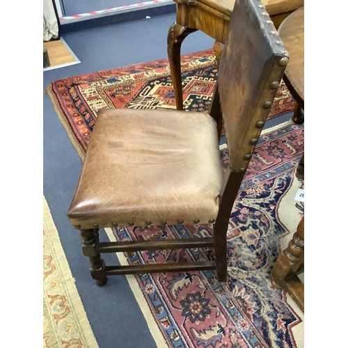 158 - Set of four Carolean design oak dining chairs together with a carved oak side chair