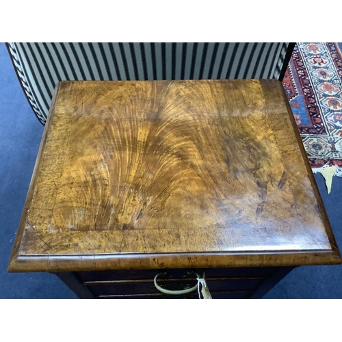 170 - An 18th century style figural walnut small chest with five drawers, width 36cm, depth 30cm, height 7... 