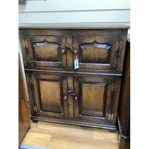 184 - Two 18th century style oak side cabinets, larger width 84cm, depth 32cm, height 92cm