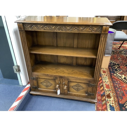 184 - Two 18th century style oak side cabinets, larger width 84cm, depth 32cm, height 92cm