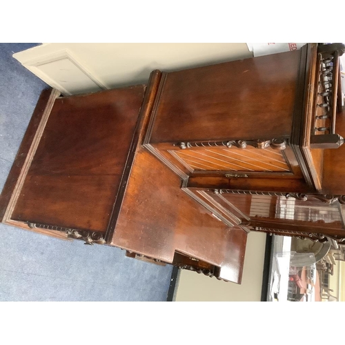 186 - A late Victorian mahogany kneehole desk with fall front, width 151cm, depth 74cm, height 174cm... 