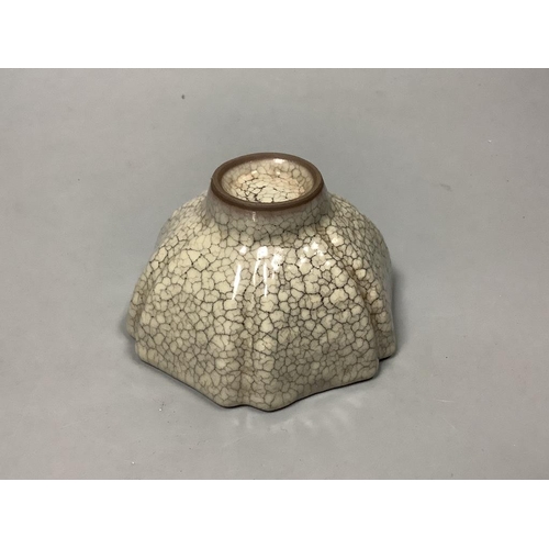 209 - A Chinese crackle glaze hexagonal cup, diameter 9cm