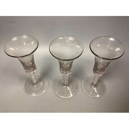 215 - A trio of George III style cotton twist stemmed glasses