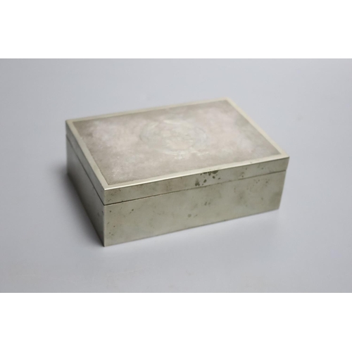 217 - A Chinese Paktong? rectangular cigarette box and cover, 9 x 13cm