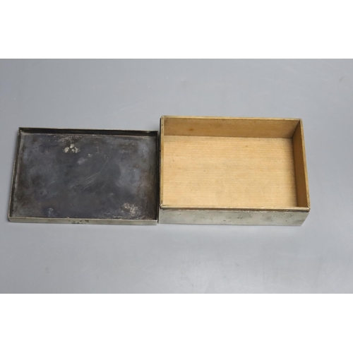 217 - A Chinese Paktong? rectangular cigarette box and cover, 9 x 13cm