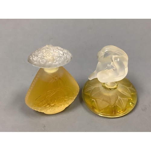 218 - Five small modern Lalique scent bottles, tallest 7cm