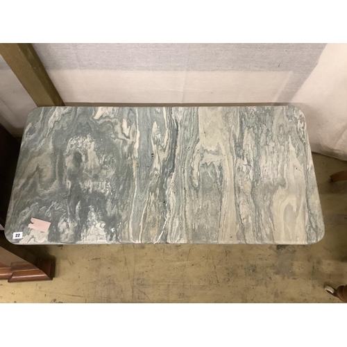 22 - A rectangular marble top brass coffee table, width 109cm, depth 52cm, height 43cm