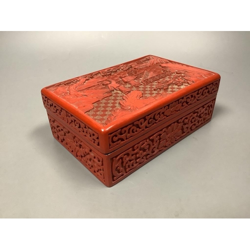 229 - A Chinese cinnabar lacquer box, length 16cm