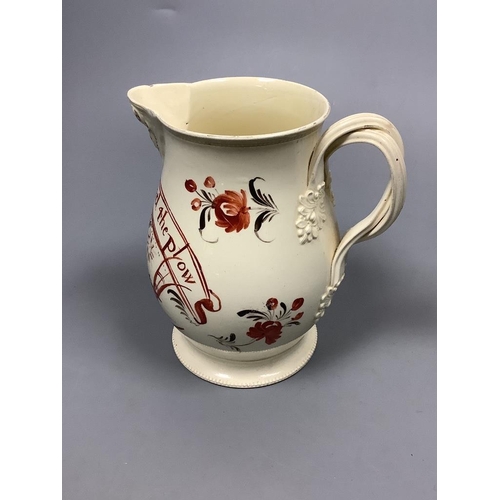 236 - A creamware 'God Speed The Plow' jug, c.1780, height 13cm