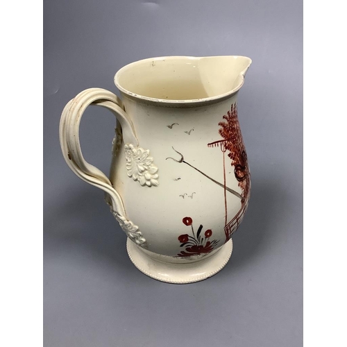 236 - A creamware 'God Speed The Plow' jug, c.1780, height 13cm