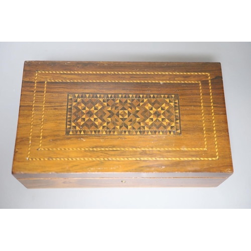 258 - A Tunbridge ware rosewood and half square mosaic games box, c.184023cm