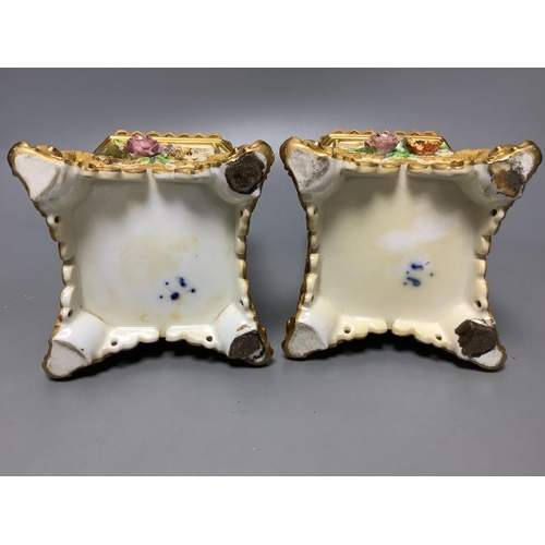 268 - A pair of French porcelain oblong vases and covers, by Jacob Petit, mid 19th century23cm... 