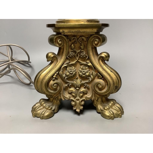 269 - A 20th century gilt metal table lamp, height 65cm