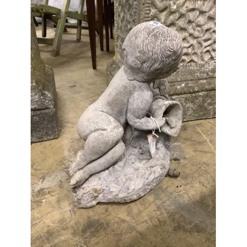 27 - A reconstituted stone cherub fountain, height 40cm