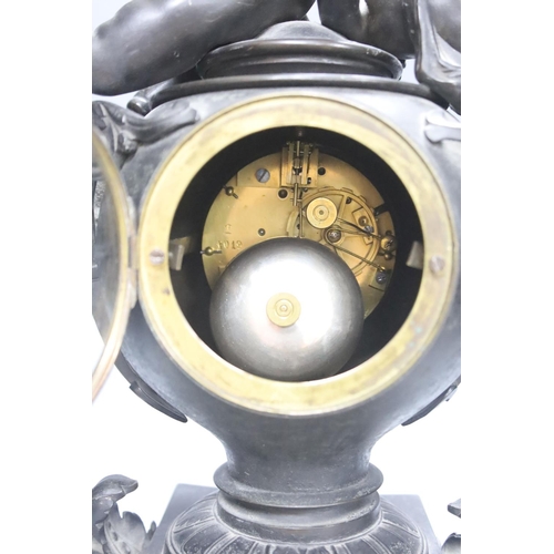 271 - A Victorian spelter 'cherub' mantel clock, height 39cm