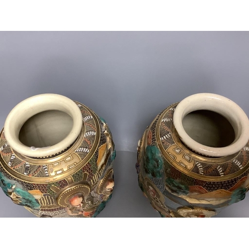 279 - A pair of Japanese Satsuma vases, height 32cm