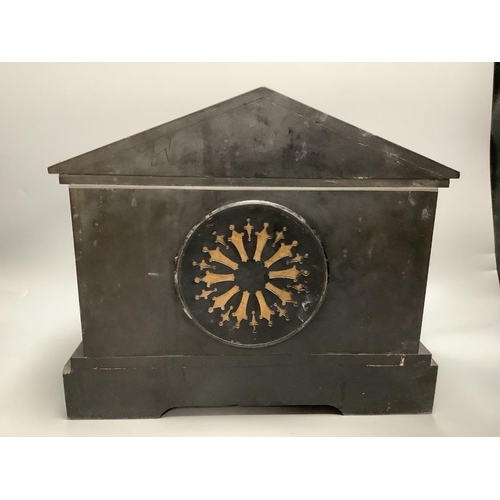 282 - Two French black slate mantel clocks, tallest 27cm