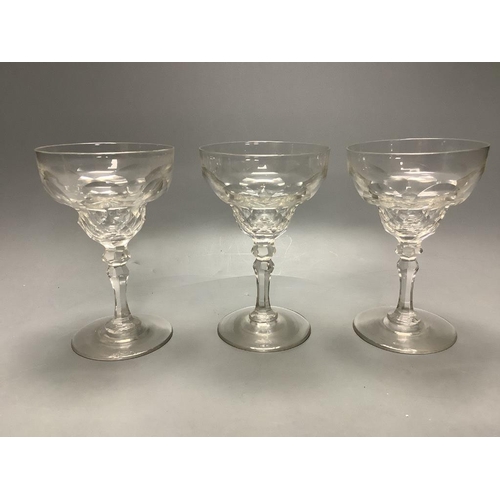 283 - A small collection of late 18th/19th century divinity glasses, some with air twist stems, tallest 17... 