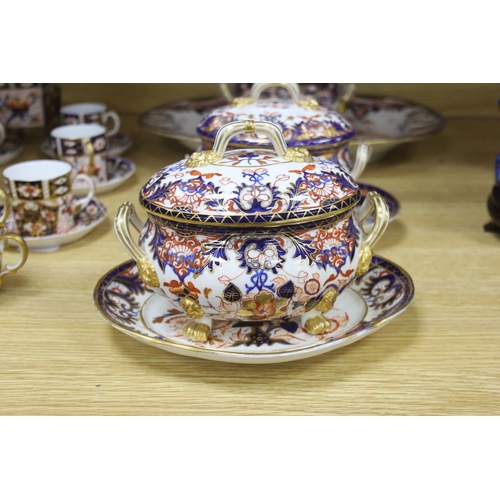 284 - A collection of Royal Crown Derby Imari patterned ceramics including cups, side plates and platter... 