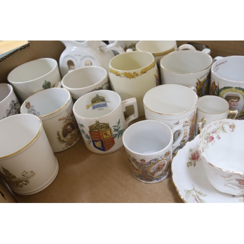 293 - A collection of commemorative ceramics, including a pearlware Orangemen mug dedicated to William III... 