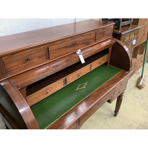 3 - A 19th century French mahogany cylinder bureau, width 126cm, depth 63cm, height 120cm