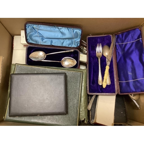 303 - Five cased sets of plated wares and sundry plate