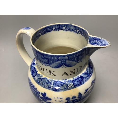 343 - A  pearlware Pocock and Allen 1802 blue and white jug, height 20.5cm